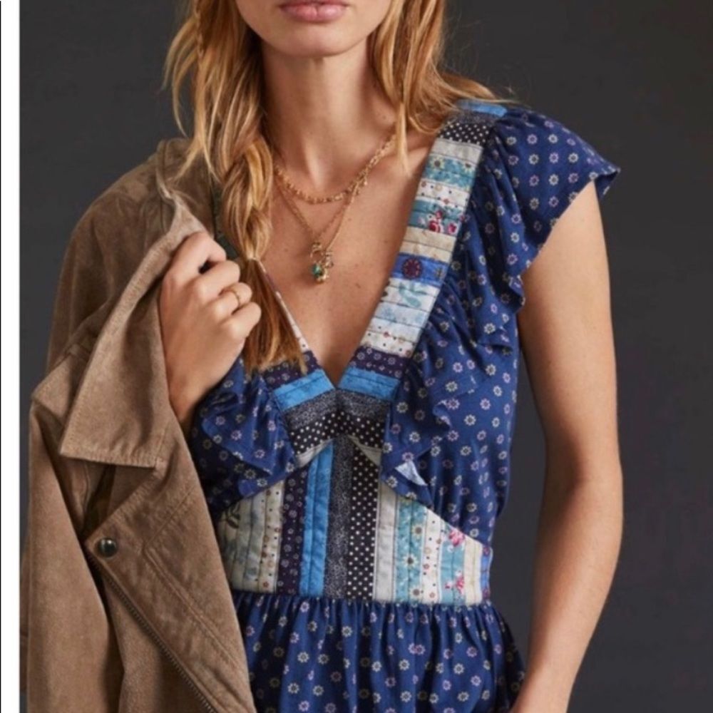 NWT Let Me Be Ruffled Patchwork Top - Picture 3 of 8